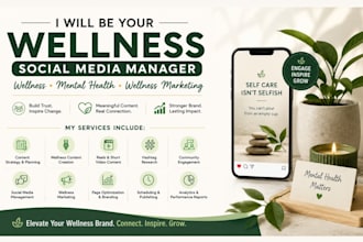 be your wellness social media manager wellness mental health, wellness marketing