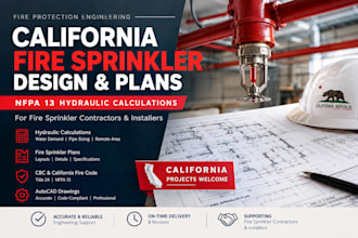 design california fire sprinkler plans and nfpa 13 hydraulic calculations