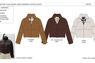 jacket fashion and garment tech pack for you create clothing tech pack designer