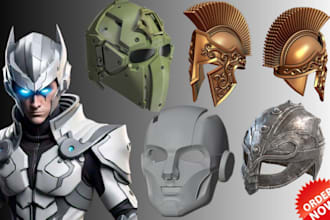 sculpt 3d cosplay mask and helmet for 3d printing
