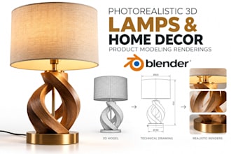 create photorealistic 3d lamps, home decor product modeling renderings blender