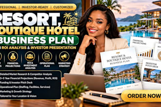 create resort, boutique hotel business plan with ROI and investor prsentation