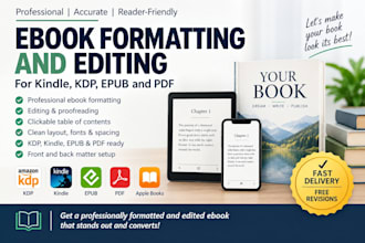 format and edit your ebook for kindle, KDP and epub