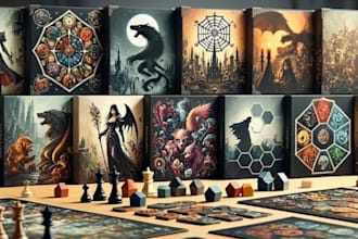 illustrate board game art, custom playing cards, and tabletop game components