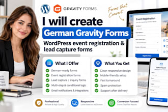 create german gravity form,wordpress event registration, lead capture forwordprm