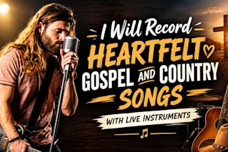 record emotional gospel and country songs with live vocals instrument