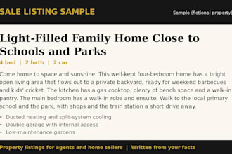 write your property sale or rental listing description