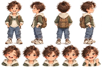 create a child character turnaround and model sheet