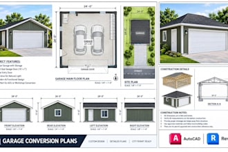 garage conversion plans floor plans and permit drawings using autocad and revit