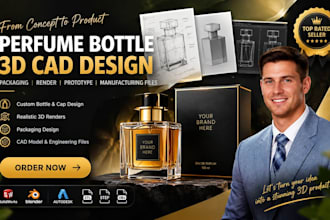 design luxury perfume bottle 3d cad model for prototype and manufacturing