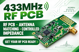 design 433mhz rf pcb, antenna matching, rf layout and controlled impedance