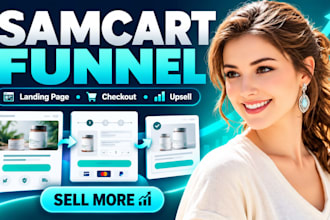 create samcart sales funnel, landing page, checkout, upsell, order bump, courses