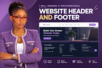 design a professional website header and footer