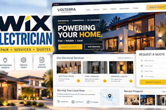 design wix electrician website, electrical contractor, repair,quote request site