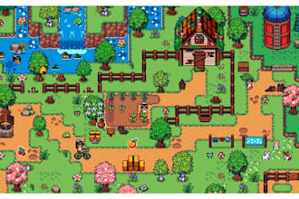 do 2d topdown pixel art tileset map game assets rpg maker tile map pixel tileset