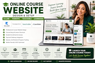 design online course website via kajabi thinkific teachable learndash website