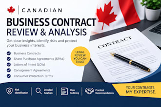 review canadian business contracts, spas, lois, consignment and consumer terms