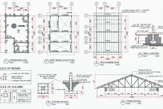 draw structural framing foundation roof framing beam column and joist plans