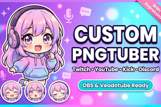 draw an anime png tuber for pngtuber vtuber avatar