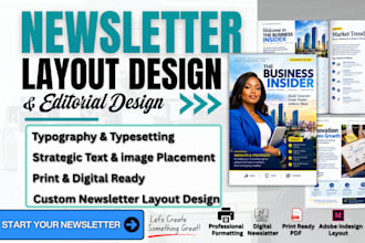 design a professional newsletter layout and editorial design