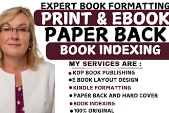 book formatting, layout and book indexing, footnote, clickable toc, indexing