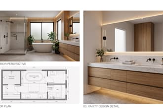 create bathroom design, floor plan, vanity design, and bathroom cabinet drawings