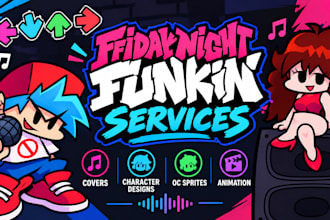design fnf covers, character designs, oc sprites, animation, friday night funkin