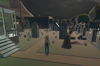 create low poly 3d environment, ps1 ps2 psx game map with game assets and prop