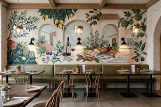 design custom commercial wall murals for cafes restaurants, offices and business