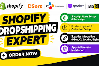 build ecommerce shopify dropshipping website redesign via dsers spocket bigbuy