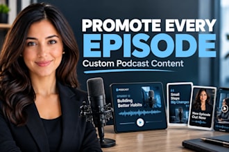 create podcast episodes by episodes promotion with custom social media contents