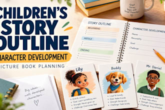 write children story outline and character development for picture books