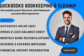 quickbooks bookkeeping, clean up profit and loss, balance sheet