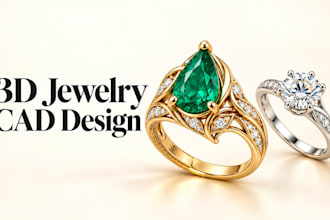 create 3d jewelry cad designs for rings, pendents and earings for casting