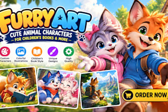 create custom furry art, furry character illustration or fursona art