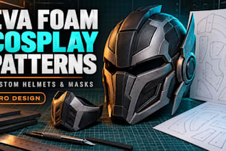 design a cosplay helmet or mask pattern for eva foam