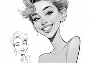 illustrate cartoon type protrait sketch