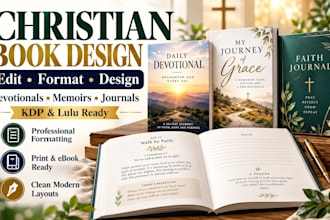 design christian book, edit, format, daily devotional memory journals kdp