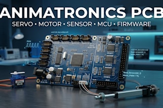 design animatronics pcb, servo, motor, sensor, mcu and embedded firmware