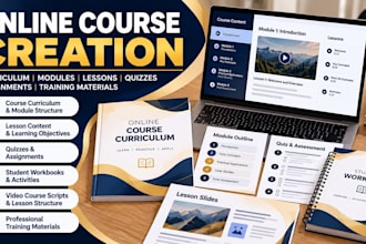 create online course content, curriculum, module, lessons and training material