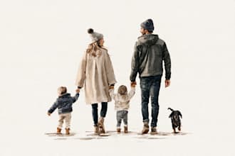 draw watercolor family portrait in procreate