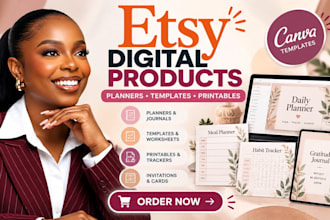 design etsy digital products etsy printable templates planners and canva product