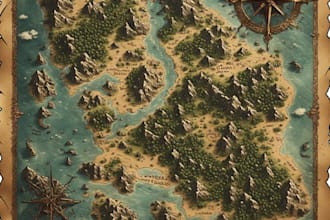 create a detailed fantasy landscape map