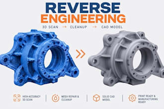 3d scan to cad, reverse engineering, stl to step and mechanical cad modeling