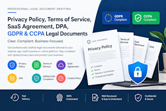 draft privacy policy, saas terms, dpa, gdpr and ccpa legal documents