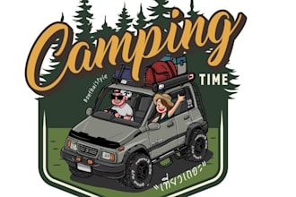 design a retro camping vitara logo or off road adventure sticker for riders