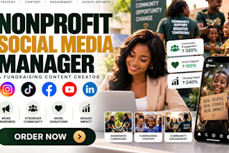 social media manager for nonprofit charity donor fundraising marketing ig tiktok