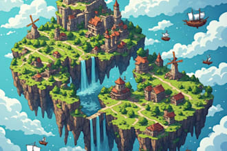 create an immersive fantasy landscape map with mountains forests and castles