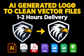 vectorise, upscale, cleanup ai generated logo artwork to clean vector format