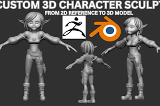 sculpt custom 3d characters from 2d references for 3d printing
